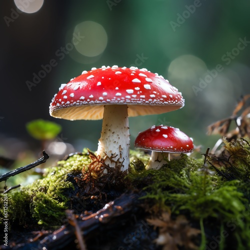 a red mushroom with white spots on it