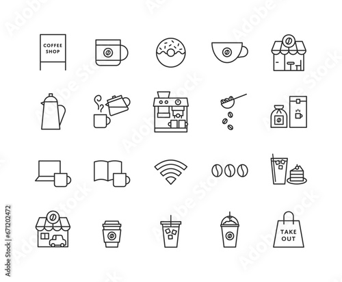カフェ、コーヒーショップのベクターアイコン