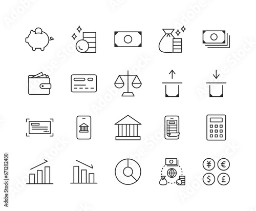 銀行、お金のベクターアイコン