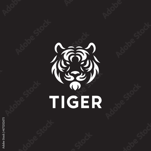 Fototapeta Naklejka Na Ścianę i Meble -  The tiger logo is designed using a minimalist vector style and is black and white