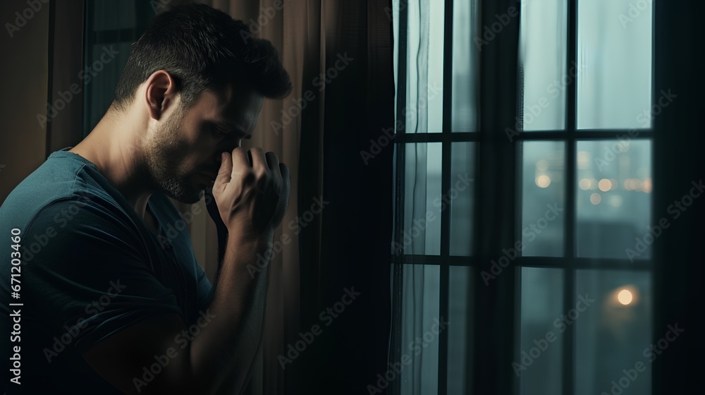 Man breakdown and life after loss. Frustration, ptsd, and depression after breakup or divorce. Psychological issues with mental conditions. Male with sad emotions and sorrow feelings in hard times. Man breakdown and life after loss. Frustration, ptsd, and depression after breakup or divorce. Psychological issues with mental conditions. Male with sad emotions and sorrow feelings in hard times.