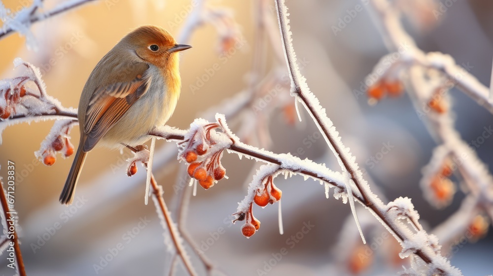 Witness the beauty of feathered friends against snow-covered branches in different locations Witness the beauty of feathered friends against snow-covered branches in different locations