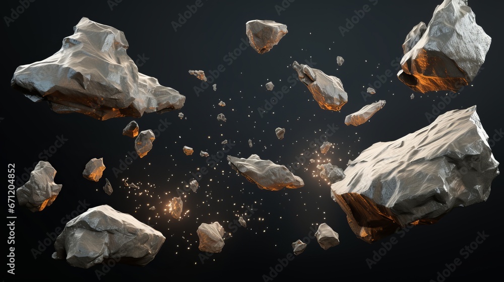 Rock Splatter Background Rock stone white background fall black falling space isolated splash ...
