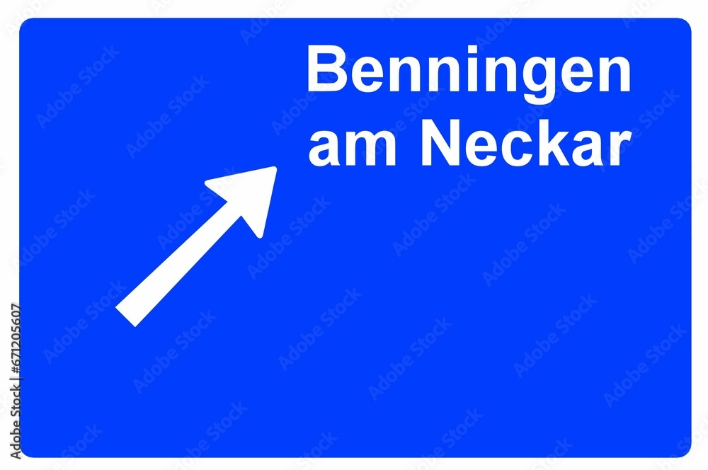 Illustration eines Autobahn-Ausfahrtschildes mit der Beschriftung 
