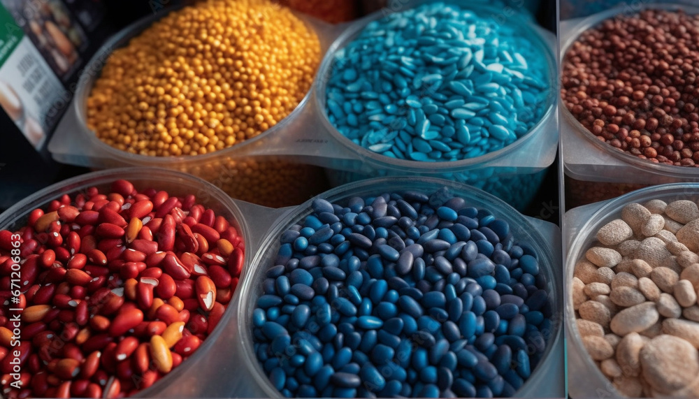 Variety of colors and patterns in nature healthy lentil collection generated by AI