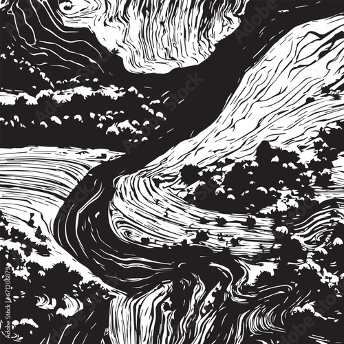 Distressed background in black and white texture with dark spots, scratches and lines. Abstract illustration