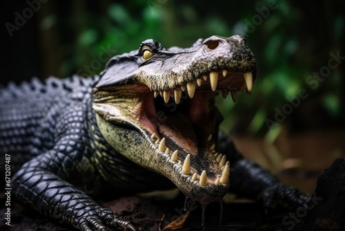 A baby crocodile with its mouth open © Nino Lavrenkova