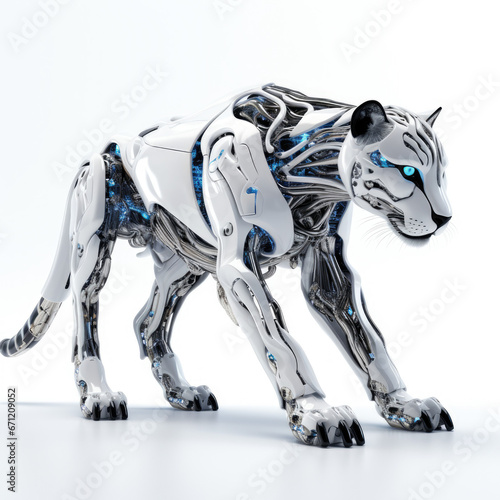 panter  creature  artificial intelligence  innovation  cyborg  fantasy  art  animal  character  monster  on white background