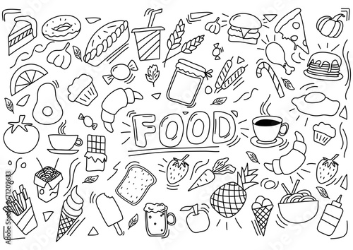 Vector illustration of food doodle.
