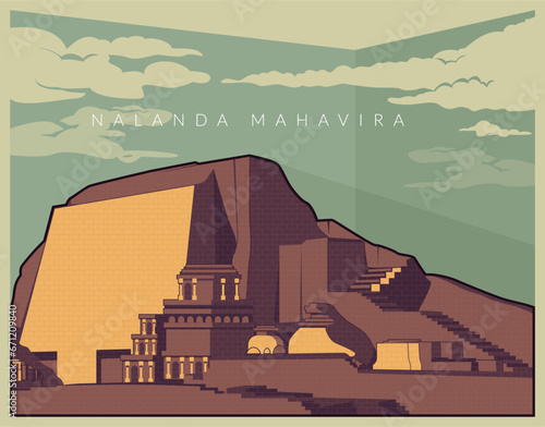 Nalanda Mahavira  -  Buddhist Monastic University  -  Icon Illustration