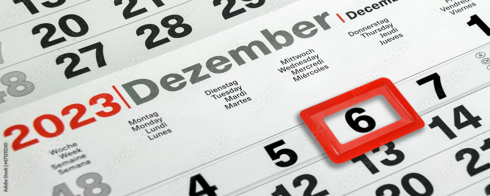 Deutscher Kalender Datum 6. Dezember 2023 Nikolaus Deutscher Kalender Datum 6. Dezember 2023 Nikolaus