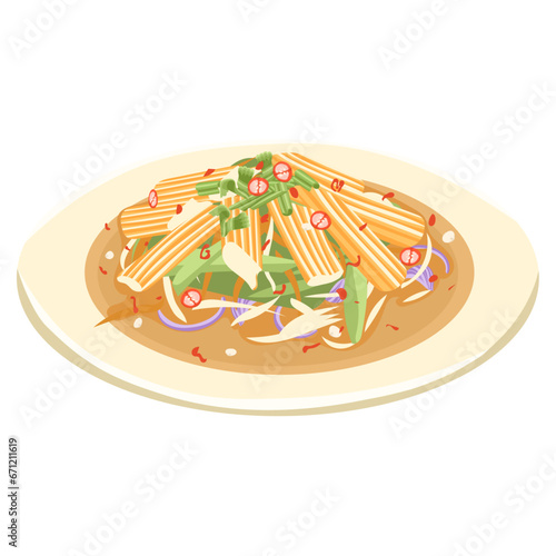  Classic salad with crab sticks Thai food on plate