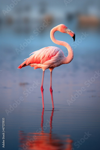 Vertical photo of a pink flamingo