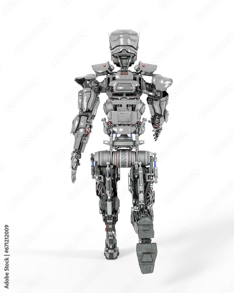 master robot is walking and marching on rear view master robot is walking and marching on rear view
