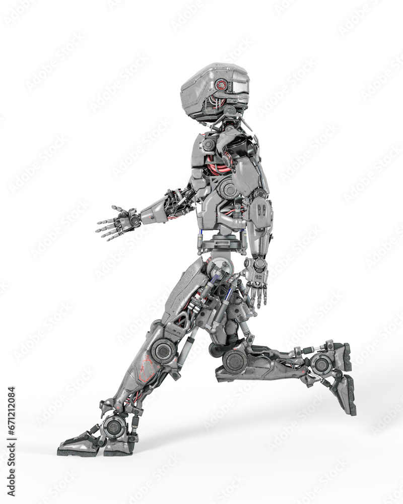 master robot is walking and marching on side view master robot is walking and marching on side view