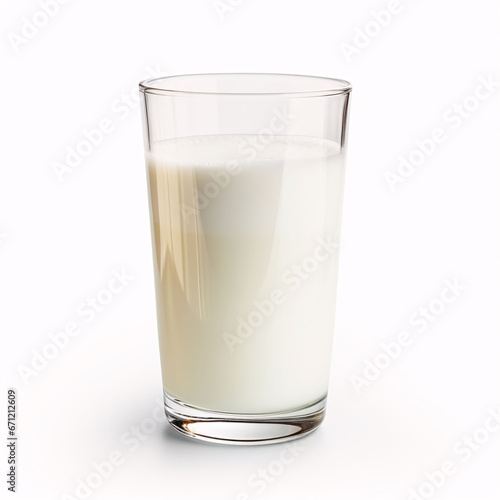 Glass of milk Isolated on a white background. Dairy product close-up.