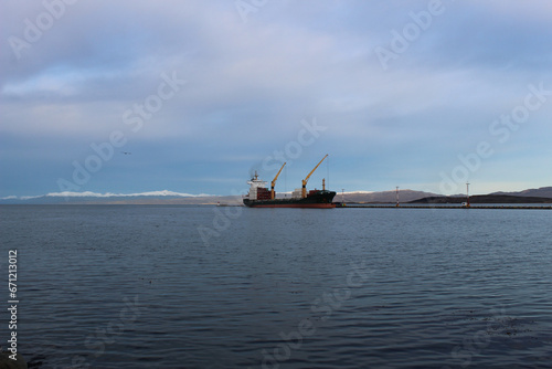 Cargo ship at Ushuaia sea