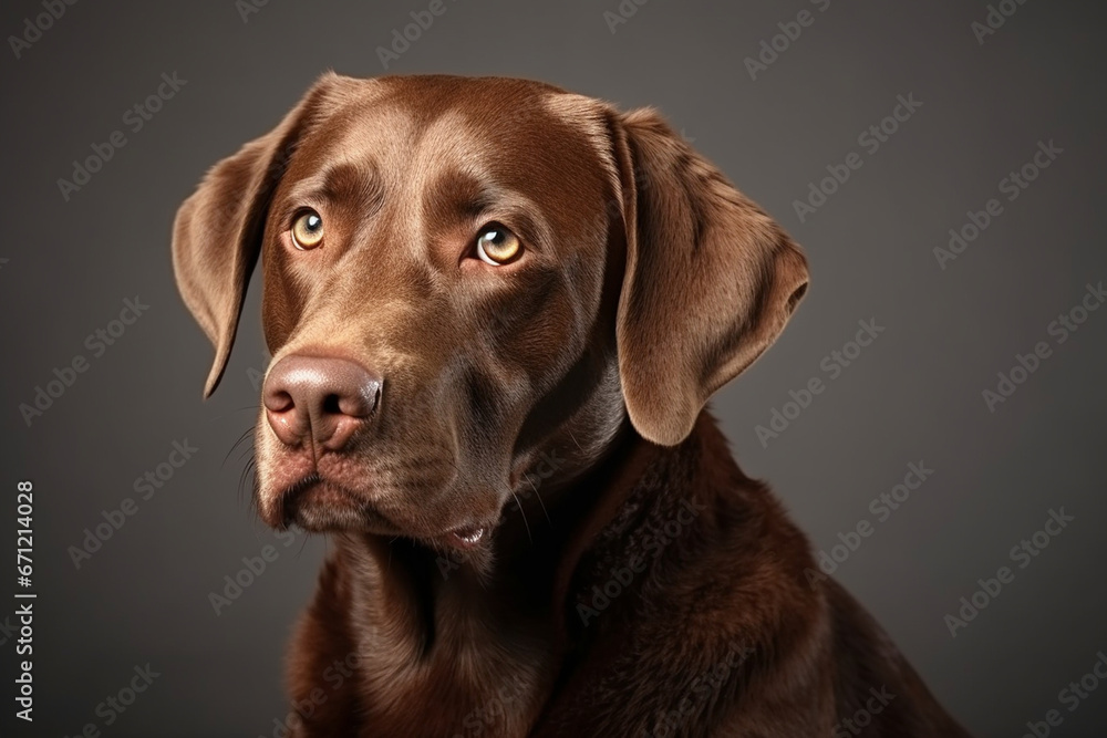A Labrador with a reflective expression, exuding wisdom and thoughtfulness, creativity with copy space A Labrador with a reflective expression, exuding wisdom and thoughtfulness, creativity with copy space