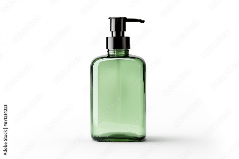 blank clear translucent glass green bottle with pump isolated on white background blank clear translucent glass green bottle with pump isolated on white background