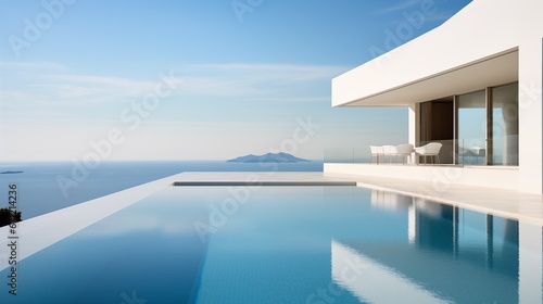 exterior of modern minimalist villa with swimming pool © id512