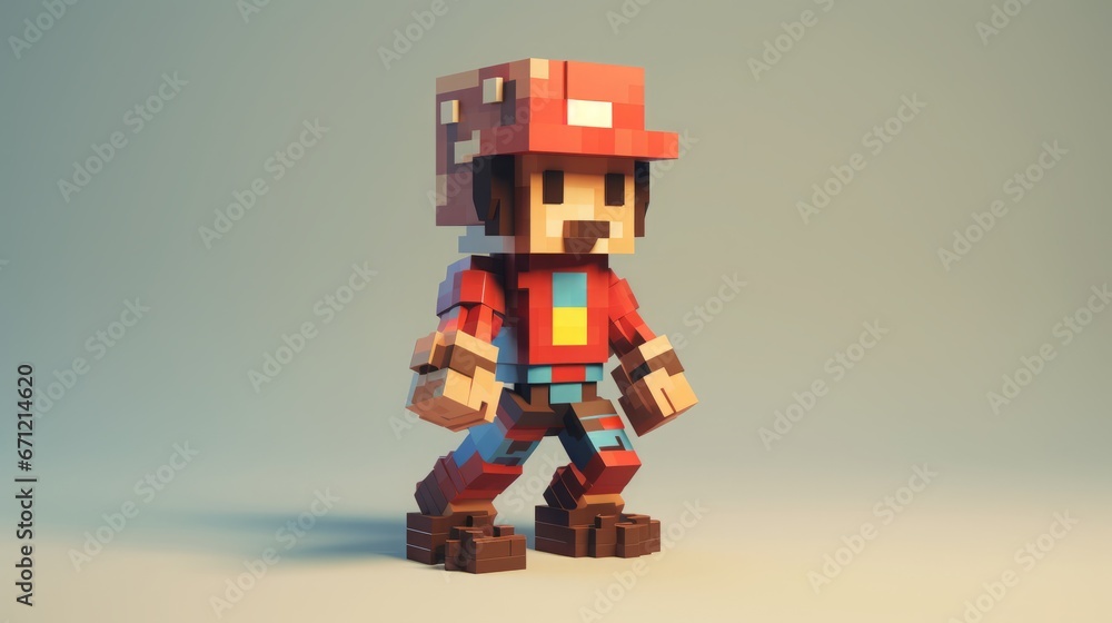 retro character, pixelated blocks, good old day, copy space, 16:9 retro character, pixelated blocks, good old day, copy space, 16:9