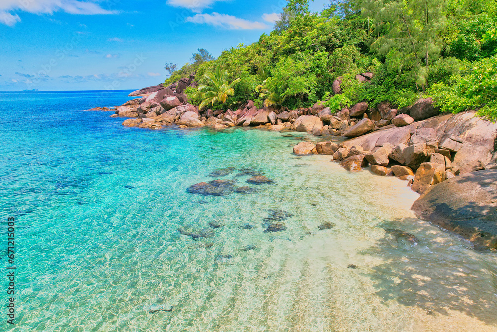 Drone shot of Anse Major beach, Mahe, Seychelles 3 Drone shot of Anse Major beach, Mahe, Seychelles 3