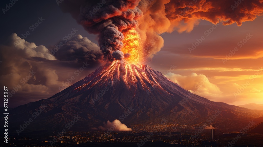 Fototapeta premium volcanic eruption natural phenomenon.