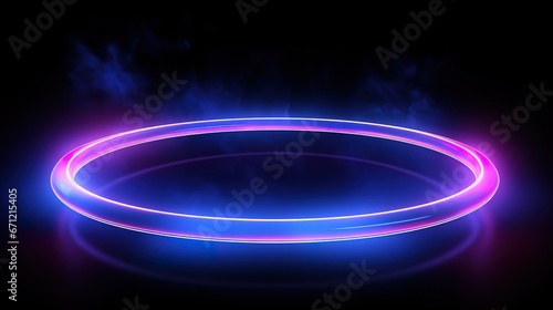 circles, energy source, luminous rings, empty space, frame, ultraviolet spectrum, laser display, smoke