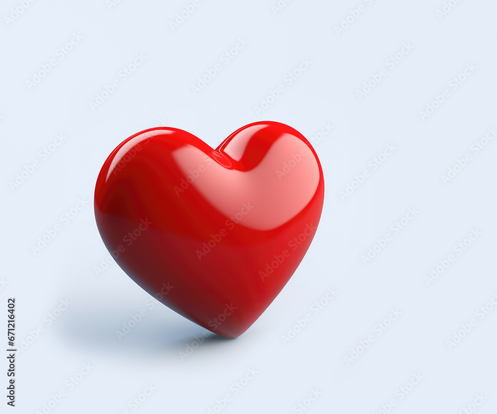 Voluminous red heart on a monochrome background