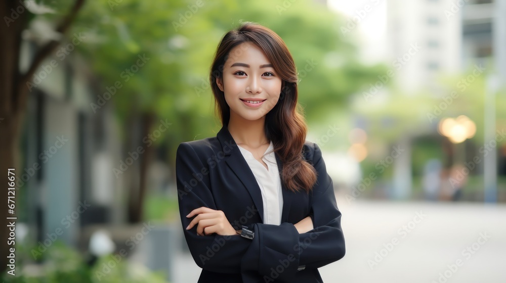 Young happy pretty smiling professional business
asian woman, happy confident positive female entrepreneur standing outdoor on street arms crossed, looking at camera generative ai Young happy pretty smiling professional business
asian woman, happy confident positive female entrepreneur standing outdoor on street arms crossed, looking at camera generative ai