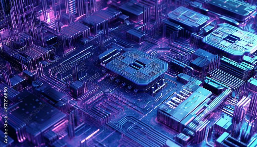 Complexity of modern electronics industry  computer chips, semiconductors, and circuits generated by AI