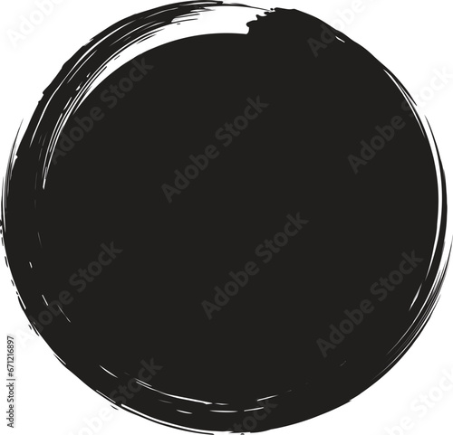  Circle brush strokes, hand drawn black color paintbrush circle logo frame in stock

