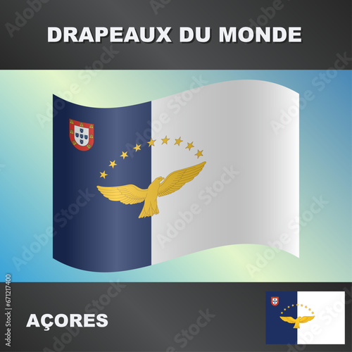 Drapeau ondulé par le vent des Açores