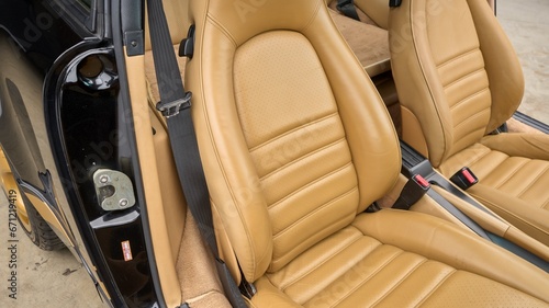 Tan leather passenger seat