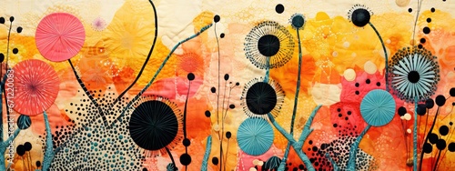 Collage multicolore organique abstrait de différentes textures et patchs de motifs. Idéal comme fond d'écran. IA générative, IA