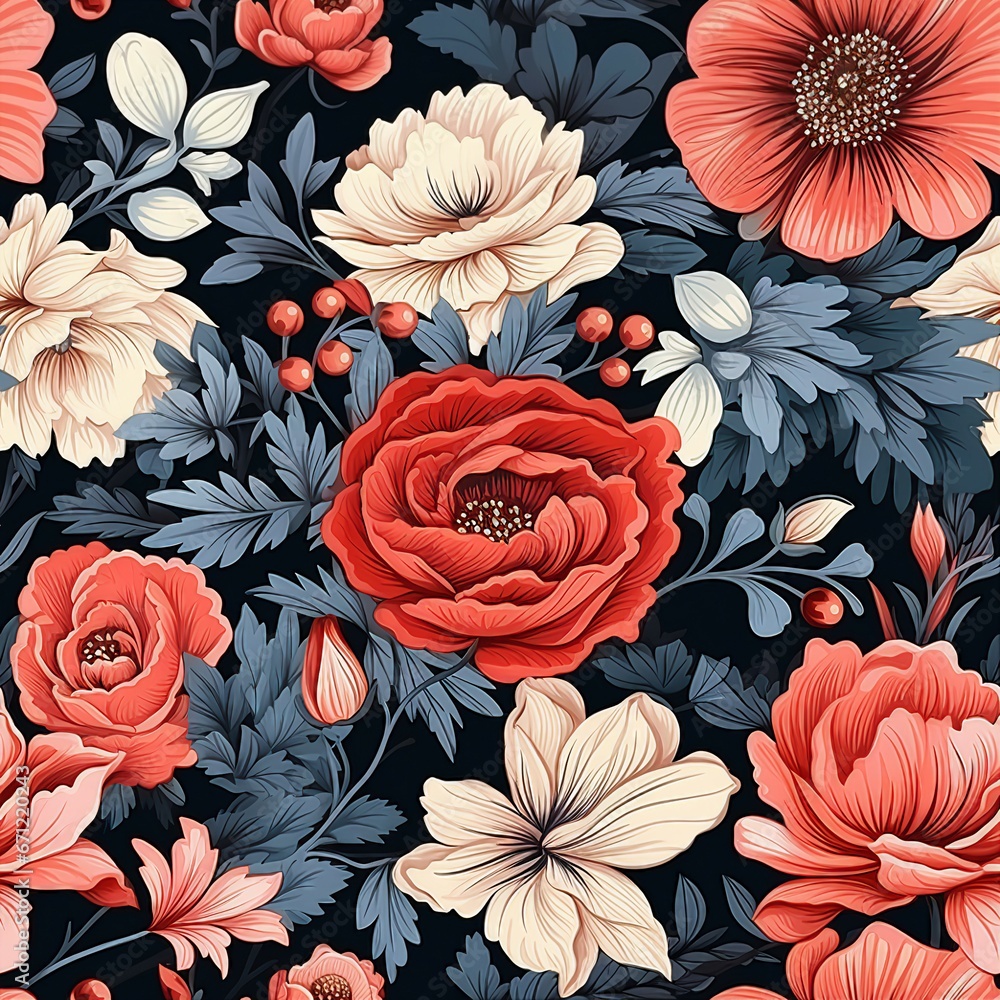 Floral Blossoms Seamless Beauty Pattern Floral Blossoms Seamless Beauty Pattern