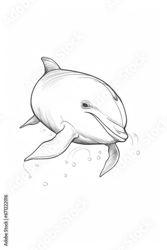Pencil drawing to color of a Dolphin. Generative AI.
