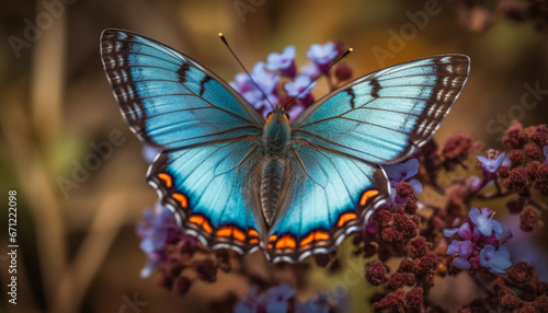 The fragile beauty of a multi colored butterfly wing in close up generated by AI