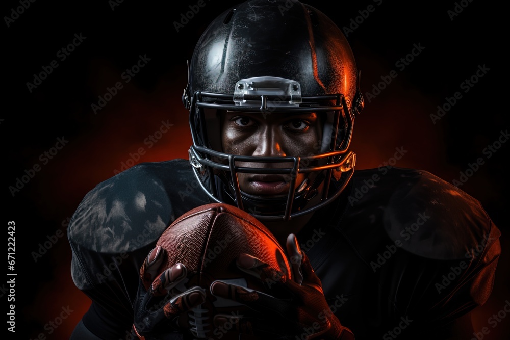 American Football player with ball.