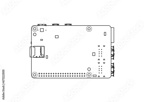 Raspberry Pi 5 board Silhouette	