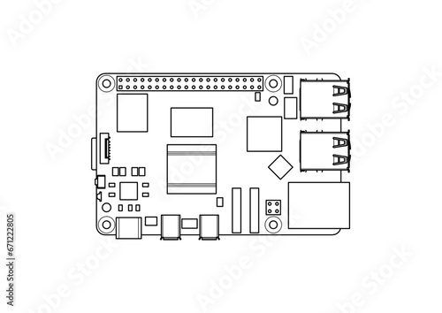 Raspberry Pi 5 board Silhouette	
