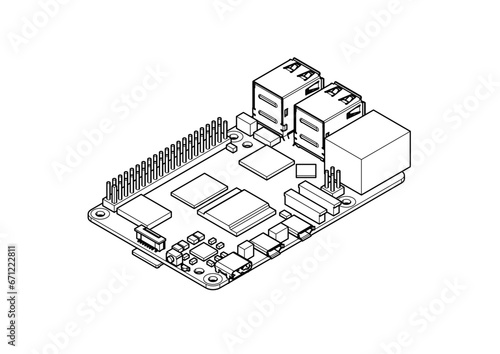Raspberry Pi 5 board Silhouette	