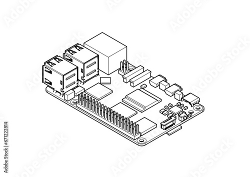 Raspberry Pi 5 board Silhouette	