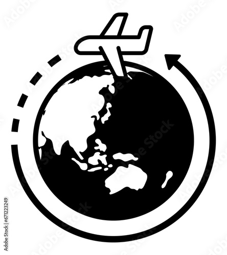 地球を一周する飛行機