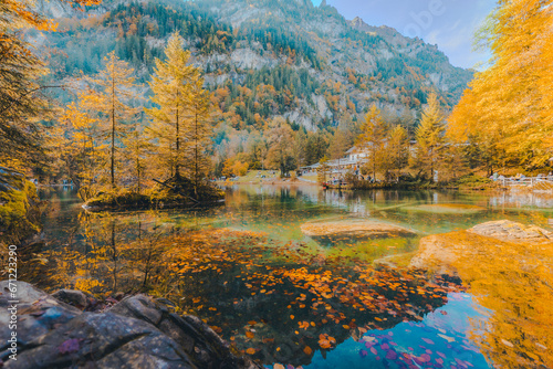 autumn in the mountains Blausee, Switzerland