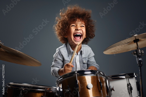 Happy Drummer on a Clean Background