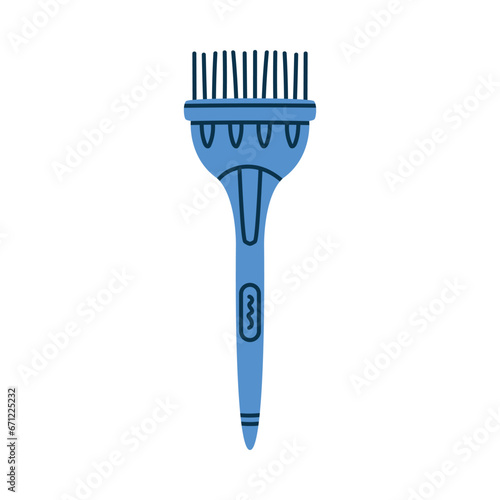 Blue Comb as Professional Hairdressing Tool and Accessory for Hairdo Vector Illustration