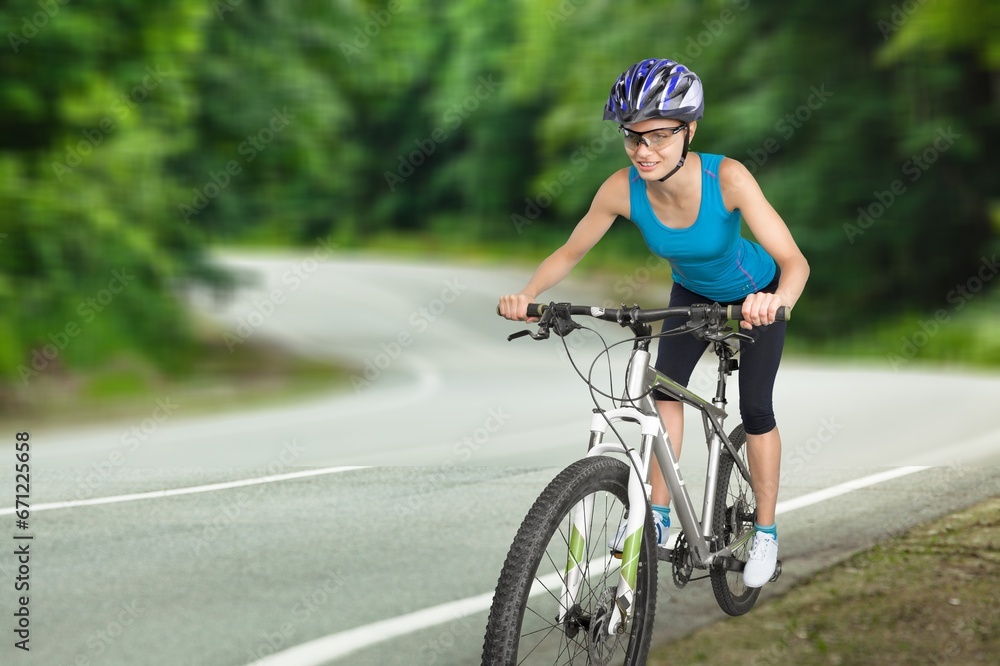 Fototapeta premium Cyclist sporty person riding bike outdoors