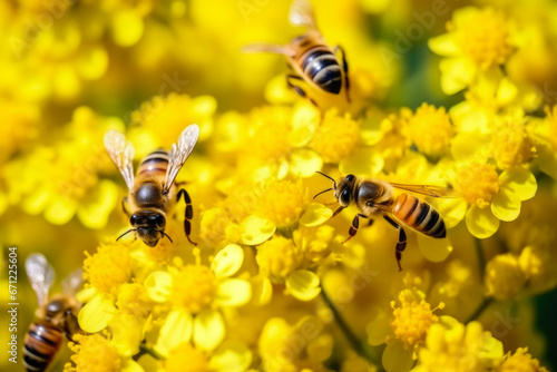 Floral Feast: Bees Gathering Nectar