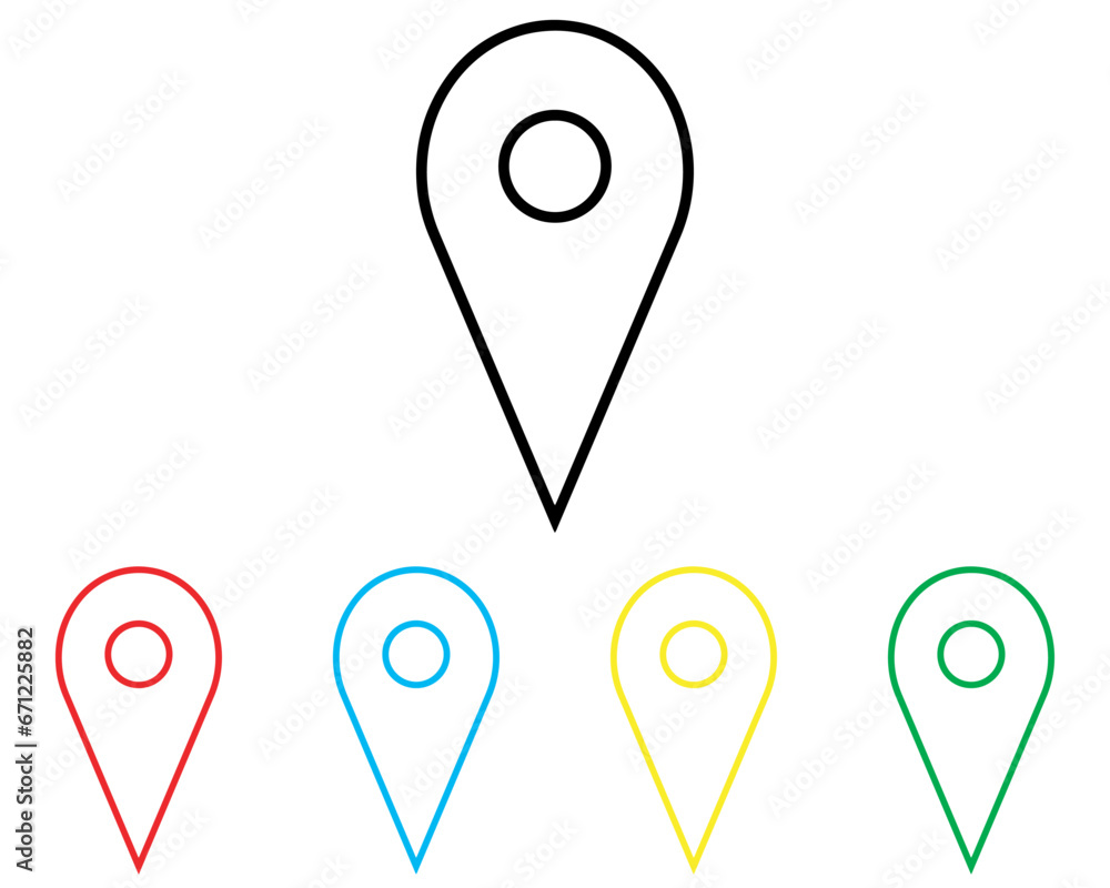 Location icon vector. Pin sign symbol in trendy flat style. Set elements in colored icons. Pointer vector icon illustration isolated on white background Location icon vector. Pin sign symbol in trendy flat style. Set elements in colored icons. Pointer vector icon illustration isolated on white background